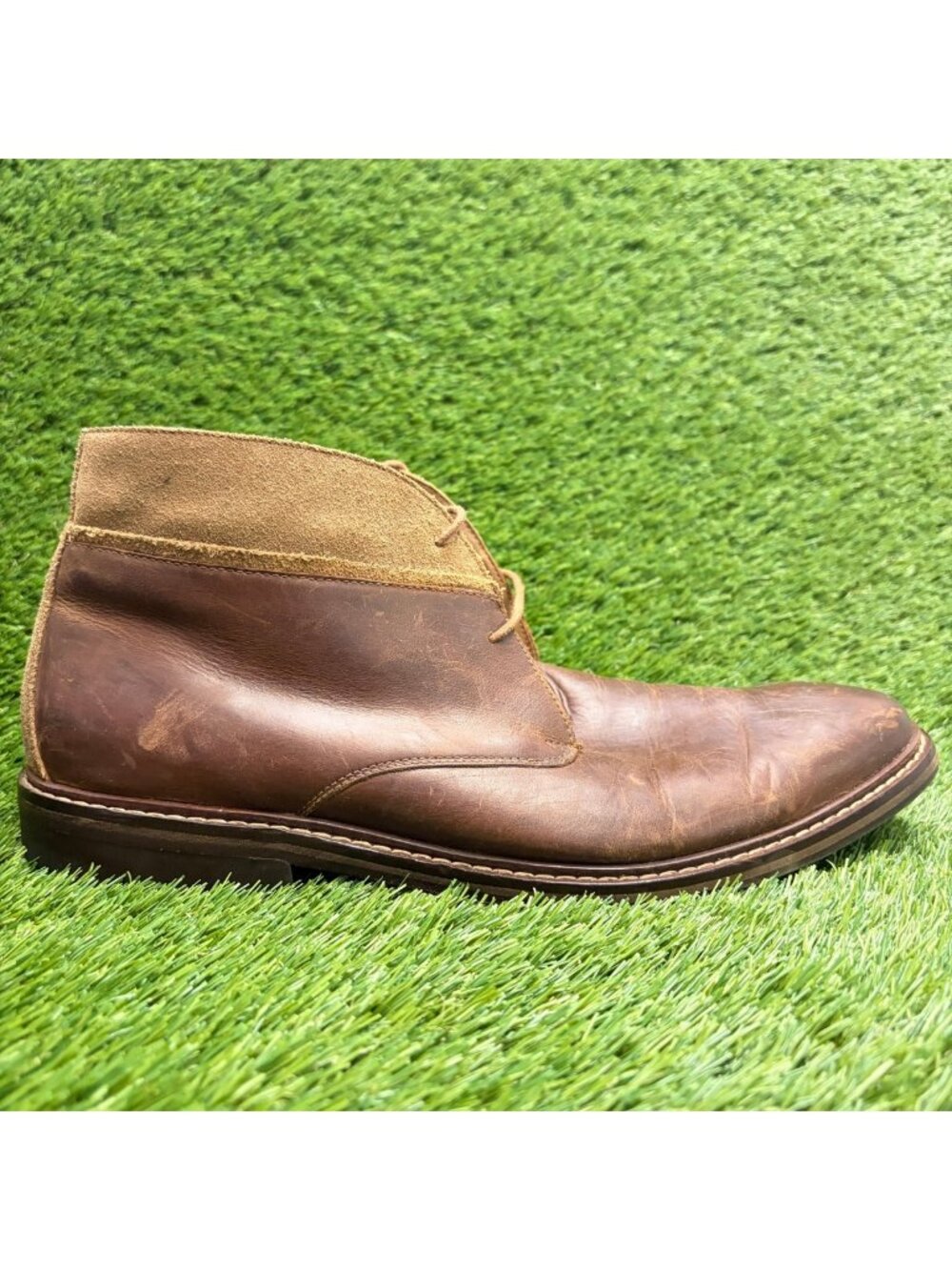 Cole Haan Nathan Mens Size 12 Brown Leather Casual Classic Ankle Chukka Boots